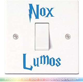 SuperDuperDecor Nox Lumos Light Switch Stickers. Black, Colour, or Glow-in-the-Dark. Off & On funny decal child room lightswitch wall vinyl GLOW-IN-DARK x2