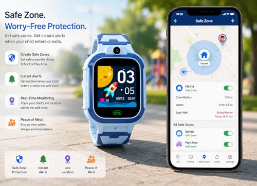 Image of Smart Watch for Kids with GPS Tracking 2-Way Video & Voice Calling Geofencing and 4G SIM Compatible SOS Emergency Alerts Games HD Touch Screen Boys /Girls (Blue)