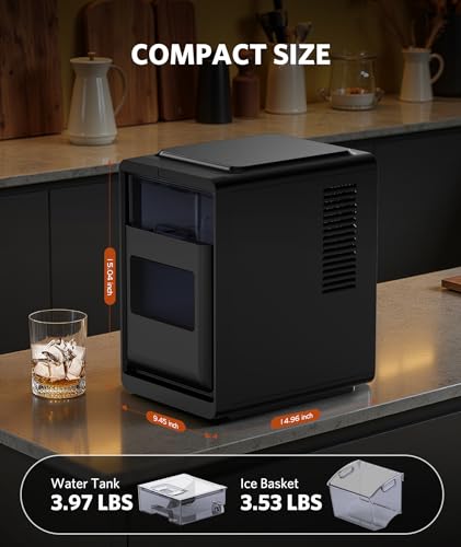 Image of COWSAR Crescent Ice Maker, Slow-Melting Countertop Ice Maker, 27 Lbs /24H, 16Pcs in 12-15Mins, Self-Cleaning, 24-Hour Timer, Portable Crystal Clear Ice Machine, 3000PCS Per Day, for Home /Office /Party