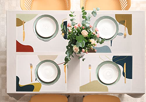 Kerton Stork Modern Table Placemats Set Of 4 Abstract Art Place Mats Fabric Leaf Dining Placemats Non-Slip Kitchen Decor And Accessories, Washable Outdoor Placemats For Patio Table, 18''X12'' #TOP5