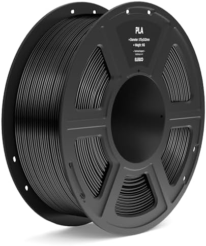 ELEGOO PLA Filament 1.75mm Black 1KG, 3D Printer Filament Dimensional Accuracy +/- 0.02mm, 1kg Spool(2.2lbs) Fit Most FDM 3D Printers