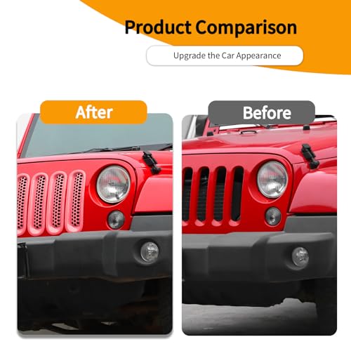 Image of Hoolcar Front Grill Mesh Inserts Clip-in Honeycomb Grille Guard Cover Fit for Jeep Wrangler JK JKU 2007-2017, Exterior Accessories, Pink