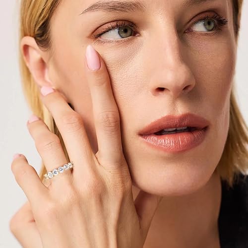 4mm 925 Sterling Silver Rings Gold Engagement Wedding Band Eternity Cubic Zirconia Round Simulated Diamond Stackable Ring for Women4