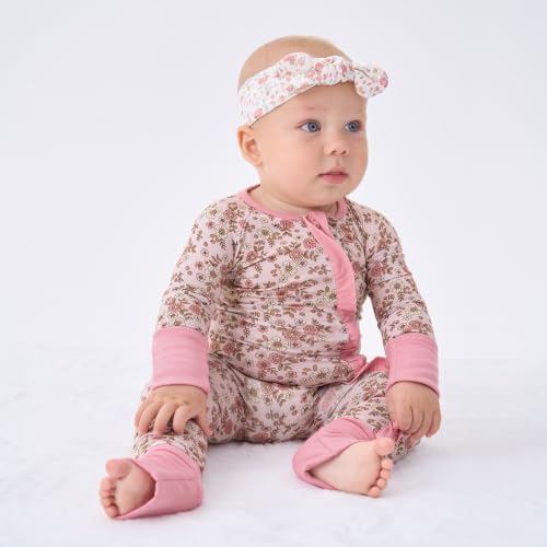 pureborn Baby Girl Sleeper Viscose from Bamboo Zipper Footies Floral 0-3M — view 6