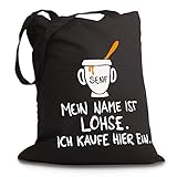 Henkellänge: 67 cm Schwarzer Jutebeutel Mein Name IST LOHSE