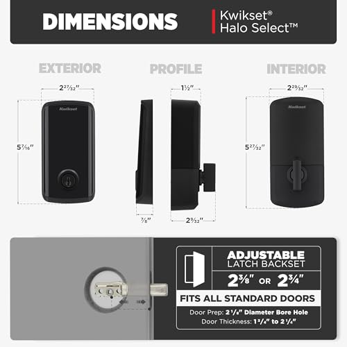 Kwikset Halo Select Smart Lock Keyless Entry Door Lock Wi-Fi and Matter Enabled Deadbolt No Hub Needed, Geofence Auto-Unlock, Grade AAA Certified, Easy Install, Matte Black Lifetime Finish Warranty - image 9