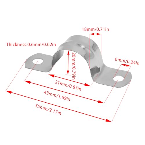 Image of 32Pcs 20mm / 3 /4 inch Stainless Steel U Bracket Pipe Clamps | Conduit Clamps, Rigid Pipe Strap, Two Hole Cable Strap, Fit for Tube, Wire Cord, Pipe (OD 20mm / 3 /4 inch is not ID 20mm / 3 /4 inch)
