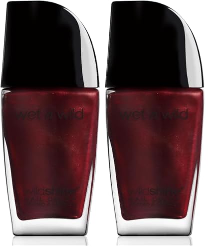 wet n wild Wild Shine Nail Polish, Red Burgundy Frost | Pack of 2