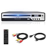 DVD-Player für TV (Silber), HDMI-DVD-Player mit Mikrofonbuchse/USB-Eingang, Region-Free DVD-Player mit HDMI/RCA-Ausgang, kompakter DVD-Player mit HDMI- und RCA-Kabel