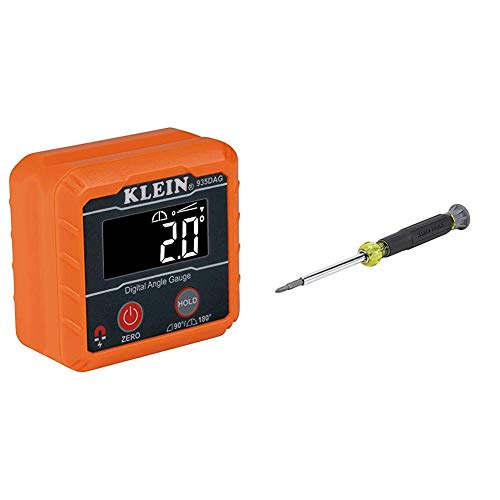 Klein Tools 935DAG Digital Electronic Level and Angle Gauge & 32581 Precision Screwdriver Set, 4-in-1 Electronics Screwdriver with Industrial Strength Phillips and Slotted Bits