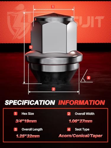Image of Sposuit M12x1.5 Lug Nuts - Replacement for 2001-2023 Ford Escape, 2003-2018 Focus, 2006-2020 Fusion - ACPZ1012H 611-303 CV6Z1012C OEM Factory Style Closed End Chrome Lug Nut(20 Pcs)
