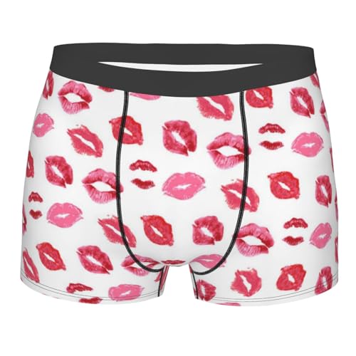 Men's Underwear Love Lipstick Casual Stretch Boxer Briefs