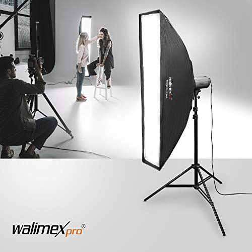 Walimex pro Studio Line Striplight SB QA do Elinchrom - softbox grazing light, powierzchnia 40x120cm, głębokość 49.5cm, składany, z gridem, dyfuzorem wewnętrznym i zewnętrznym, speedring