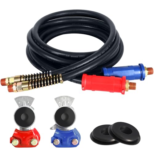 TIROL 12FT Semi Truck Air Lines Kit - Air Lines for Semi Truck Trailer Brake Hoses with Gladhands & Leak-Proof Seals Compatible with Freightliner Cascadia Essential for Texas Long Haul