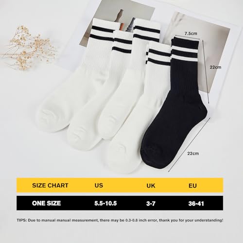 Image of American Trends Womens Novelty Striped Crew Socks Athletic Vintage Slouch Mid Calf Tube Socks