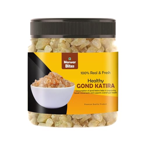 MarwarBites Pure Natural Gond Katira 300gm | Almond Badam Pisin, Tragacanth Gum for Laddu | High Cooling Properties | 100% Natural Superfood