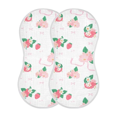 2 Pack Baby Burp Cloths, Soft Absorbent Burping Cloths for Babies, Cotton Milk Spit Up Rags, Large Size for Newborns, Baby Boys and Girls (Floral Pattern)