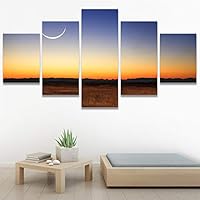 SIGNWIN 5 Panel Canvas Wall Art Modern Art Astronomy & Space Dramatic Minimalist Moon Multicolor Photography for Home Decorations Ready to Hang - 60