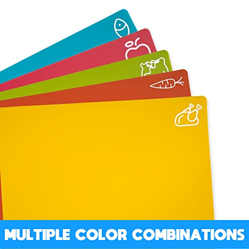 5 Pieces Flexible Cutting Boards, Bpa Free Plastic Cutting Boards For Kitchen, Non Slip Cutting Mat For Meat And Vegetables #TOP2