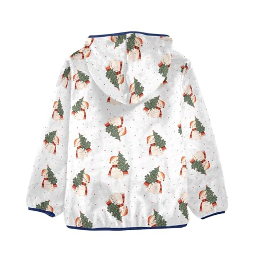 Cute Snowman Carrying Christmas Tree Girls Fleece Jacket Girls Fall Jacket Girls Zip Up Hoodie Girls Sherpa Jacket 2-10T2