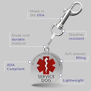 ActiveDogs Service Dog Tag - Medical Alert ID Tag for Collar, Vest or Harness - Double Sided ADA Access Required by Federal Law Service Animal Tag ID Tag - Chrome & Red, 1.25 Inch ActiveDogs Service Dog Tag – Medical Alert ID Tag for Collar, Vest or Harness – Double Sided ADA Access Required by Federal Law Service Animal Tag ID Tag – Chrome & Red, 1.25 Inch