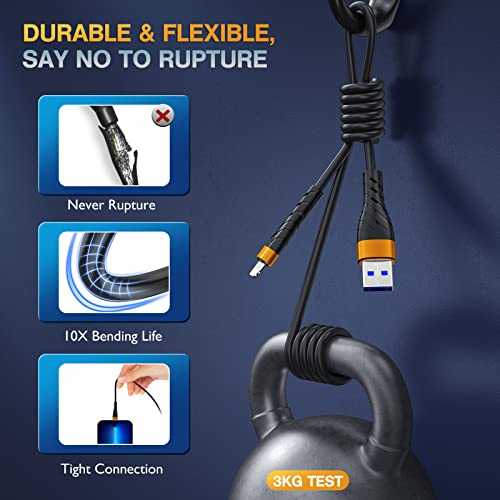 OIITH MFi Certified for iPhone Charger Cable 3 Pack 10 Ft, Extra Long for Lightning Charging Cord, Fast 2.4A for iPhone USB Cord Compatible with iPhone12/11/XS/Max/XR/X/8/8P/7P/6/iPad - Orange — view 5