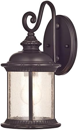 Westinghouse Lighting 6230600 New Haven One-Light Exterior Wall Lantern on Steel with Clear Seeded Glass, Black,Oil Rubbed Bronze Finish, (1 Pack)