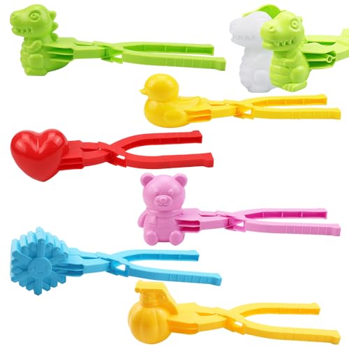 HOVCEH 6 Stück Schneeball Former, Snowball Maker, Schneeballzange, Schneeball Clip, Verschiedenen Formen Schneeball Makerheavy Pflicht mit Griff Winterwerkzeug für Kinder im Freien Spielen Schnee