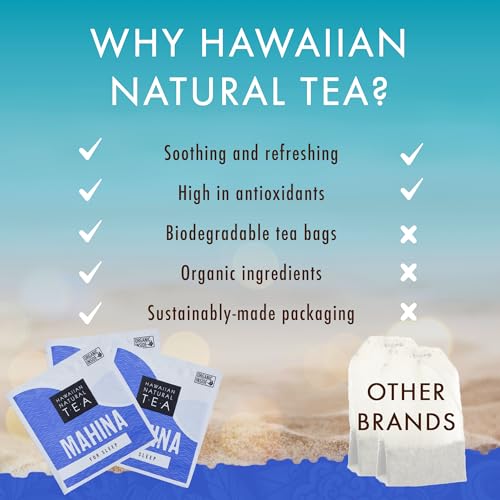 Image of Hawaiian Natural Tea Mahina Chamomile Herbal Tea, Caffeine-Free, 20 Bags | All-natural, vegan and keto-friendly; gentle calming cup for any time of day