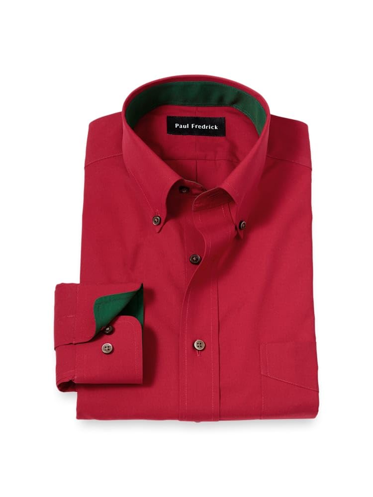 Paul Fredrick Mens Classic Fit Non-Iron Cotton Solid Dress Shirt