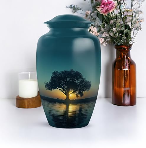 Image of Personalized Tree - Large Urns for Human Ashes Adult Male - Burial Urn for Ashes for Women - Decorative Cremation Urns - 10 Inch - Large with Velvet Bag - Funeral Urns for Human Ashes Adult