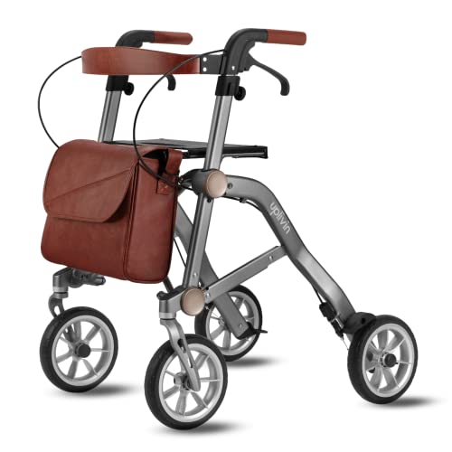 Déambulateur 4 roues pliable léger Trive gris tout équipé par Mobio