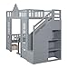 Twin Over Twin Bunk Beds with Stairs, Twin Loft Bed with Desk and Seat Can be Turned Into Bunk Bed, Wooden Convertible Bunk Bed with 2 Storage Drawers for Kids Teens, No Box Spring Needed (Gray)