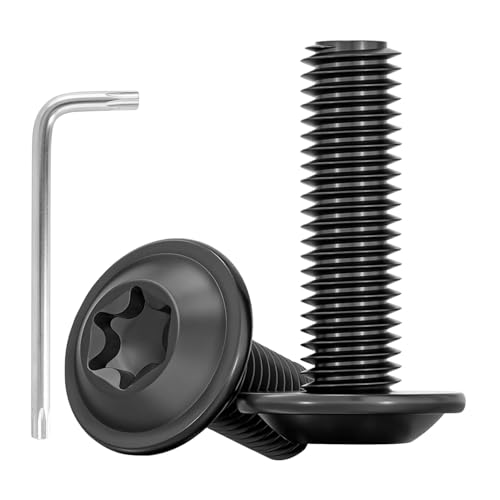 20 tornillos M6 x 25, tornillos de cabeza alomada, tornillos torx, tornillos de cabeza plana con disco, acero inoxidable A2 V2A, rosca completa, tornillo de brida con llave Torx (M6 x 25)