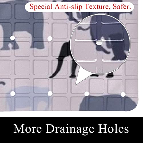 Tapis de douche antidérapant avec ventouses éléphant nordique lavable - 3