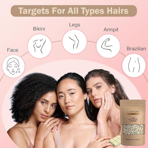 Image of Unisex Adult Hair Removal Brazilian Hard Wax Beans For Face, Eyebrow, Back, Chest, Bikini Areas, Legs, Arms And Beards | White Chocolate (White Chocolate, 200 Gram)