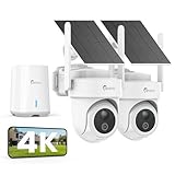 CAMSTRO 4K Solar Überwachungskamera Set, 360° Panorama PTZ, 8MP Ultra-HD mit 4× Zoom, 5GHz/2.4GHz WLAN, AI Bewegungserkennung, 64GB Lokaler Speicher, Farb-Nachtsicht, Auto-Tracking, IP66, Ohne ABO