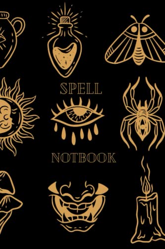 Spell Notebook: Witchy Black And Orange Spell Notebook Blank Lined Journal