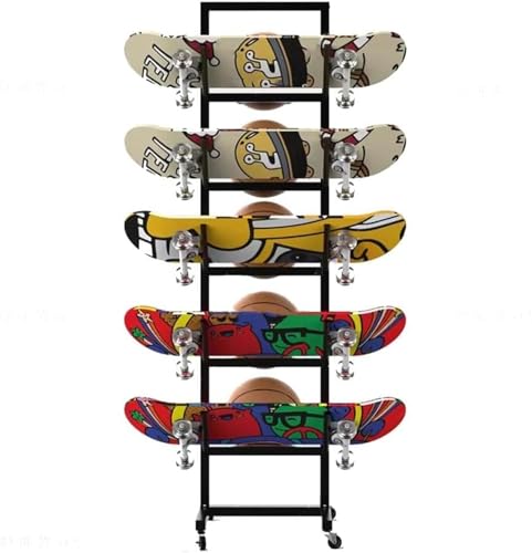 LIEOWYD Floor-Standing Snowboard Rack, Basketball Display Stand, Metal Sports Mat Storage Rack, for Home, Room, Garage, Gym
