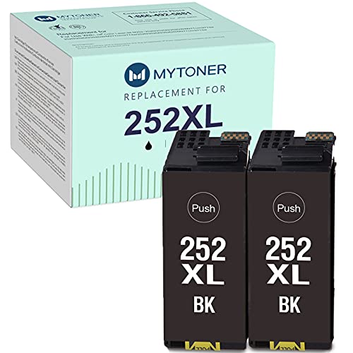 MYTONER Remanufactured Ink Cartridge Replacement for Epson 252 XL 252XL 252 for Epson Workforce WF-7710 WF-7620 WF-7720 WF-3640 WF-3630 WF-3620 WF-7610 Printer (Large-Black, 2 Pack)