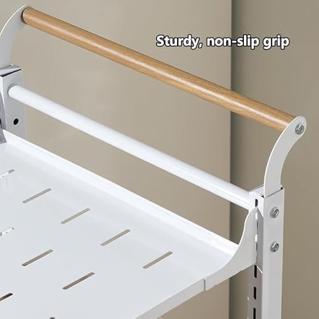 Home Storage RacksHeight Adjustable Kitchen Bakers Rack with Wheels Microwave Stand & Shelf White Metal Storage Cart with Mesh Basket for Living Room Kitchen Balcony (40.5 * 34 * 98cm)-sjwpcvZp