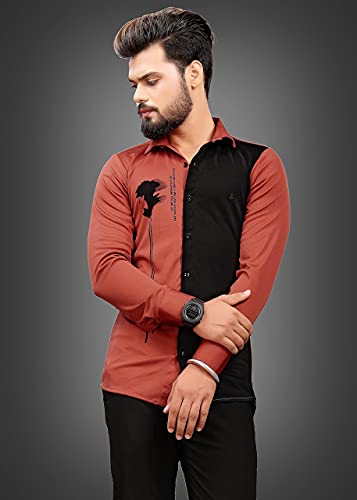 Image of DHARMEE Men's Lycra Slim Fit Printed Design Stylish Full Sleeves Shirt - Casual