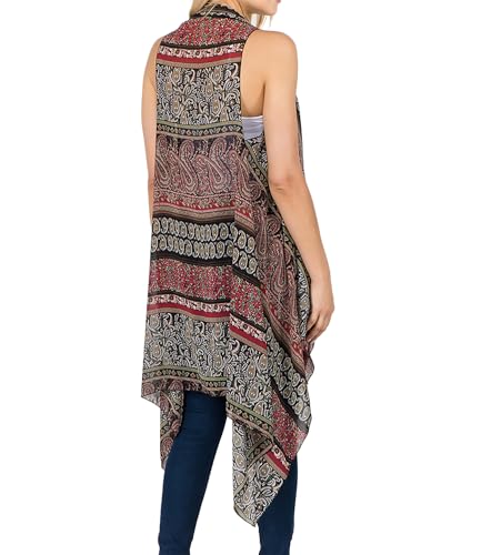Image of Scarfand's Women's Sheer Open Front Lightweight Sleeveless Long Duster Cardigan Vest