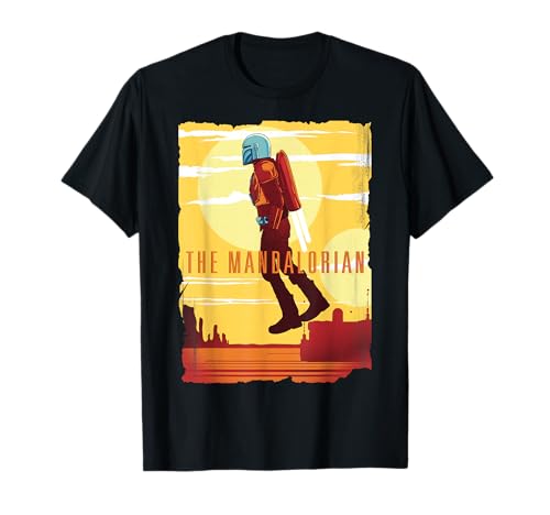 T-shirt Star Wars The Mandalorian Jet Pack Poster en coton noir