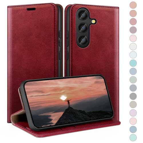 Étui rabat Samsung S25 FE portefeuille rouge idéal pour vos sorties