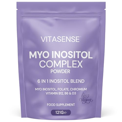 VitaSense 6-in-1 Myo-Inositol Powder 4000mg Myo Inositol with Folate Chromium Vitamin B6 B12 & D3 Vegan Inositol Formula Metabolic & Daily Nutrient Support for Women Made in UK 30 Servings