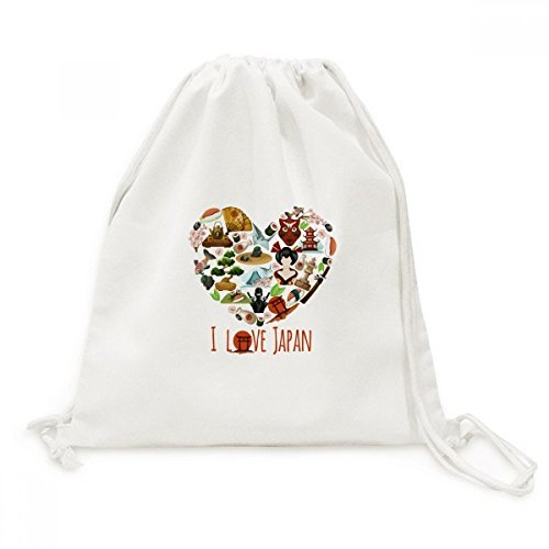 Sac à dos cordon toile J'aime Le Japon Sushi sac de voyage léger imprimé