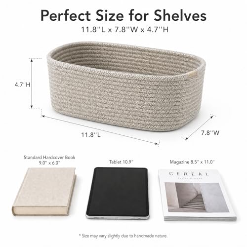 IDekooror 4 Pack Storage Baskets for Organizing, Cotton Rope Small Baskets for Shelves, Cute Decorative Gift Baskets for Bathroom, Closet, Nursery, Shelf, 11.8''Lx7.8''Wx4.7''H, Brown - Image 2