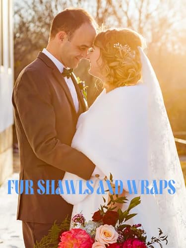 Yalice Women's Wedding Faux Fur Shawl and Wrap Bridal Fur Stole Cape Fur Scarf with Ribbon for Bride and Bridesmaids 6