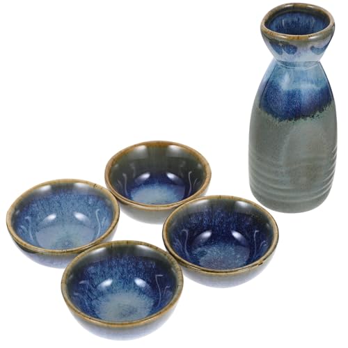 SOLUSTRE 1Set Ceramic Sake Serving Pot with Assorted Color Cups Traditional Sake for Home Restaurants Sake Enthusiasts Celebrations